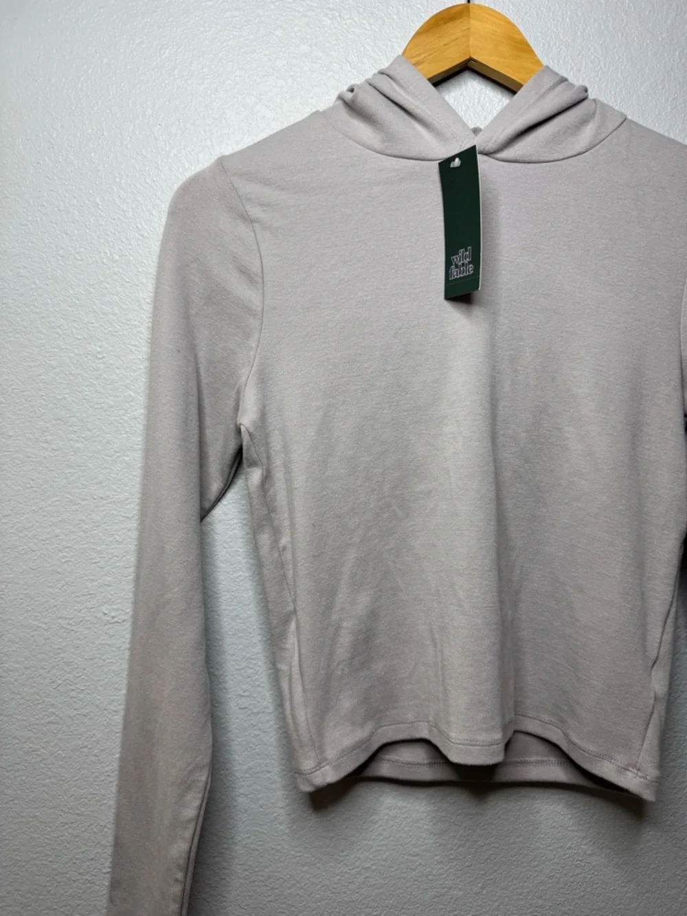New Wild Fable Gray Hooded Long-Sleeve Top In Medium - Picture 13 of 15
